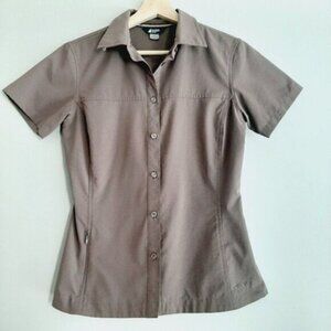 MEC Button Down Short Sleeve Grey Top Women's  Sz S